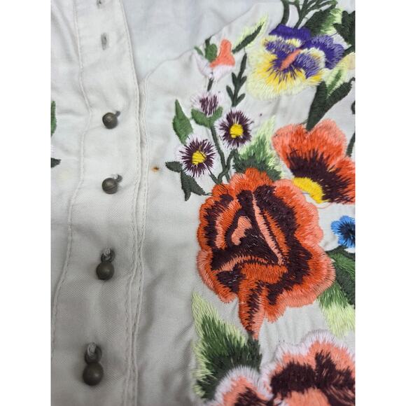 VTG 1990s–2000s Sundance White Embroidered Modal Peasant Blouse M - Picture 8 of 8